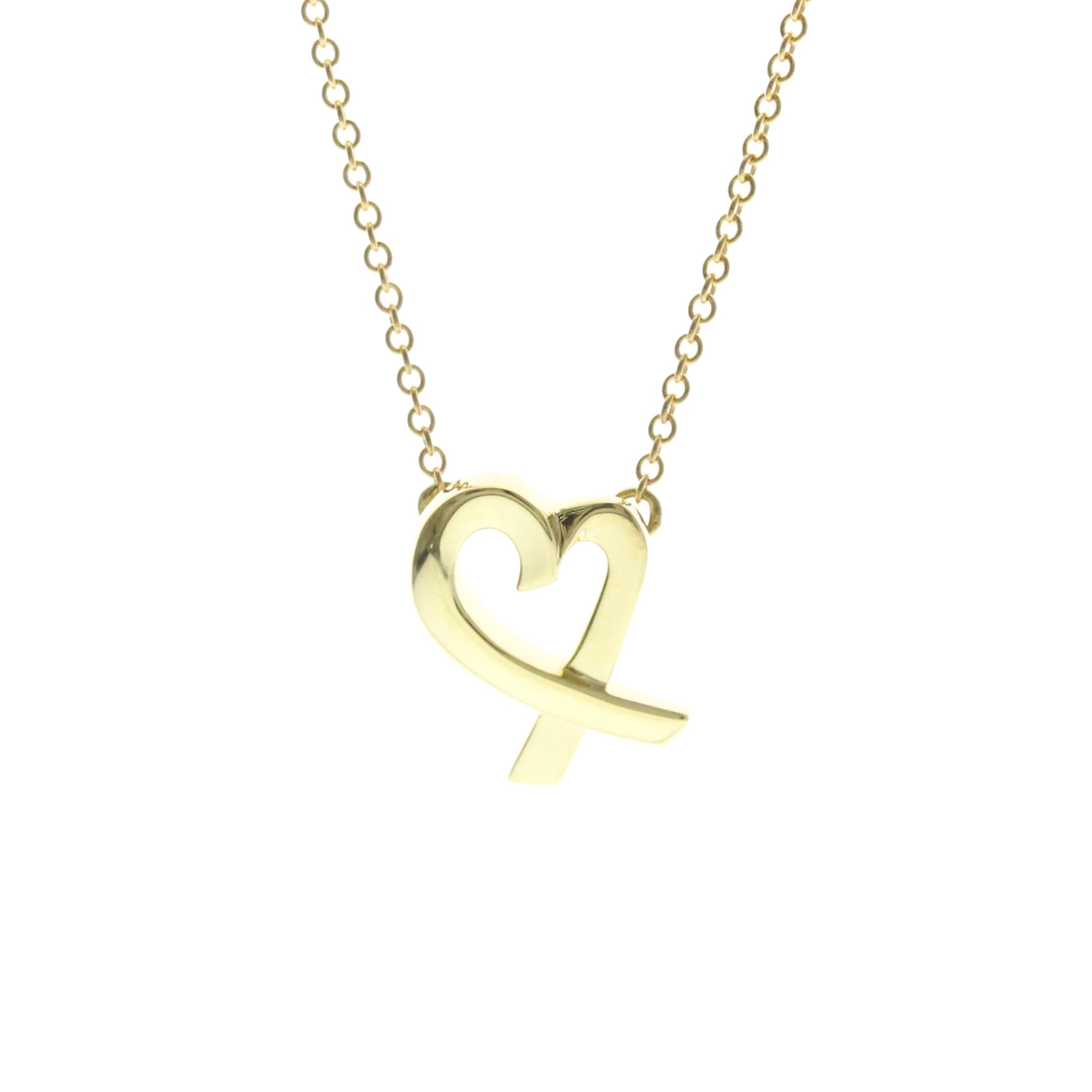 Tiffany & Co. K18 Yellow Gold (K18YG) Necklace, Men's/Women's Fashion Necklace, Loving Heart Necklace [Used]