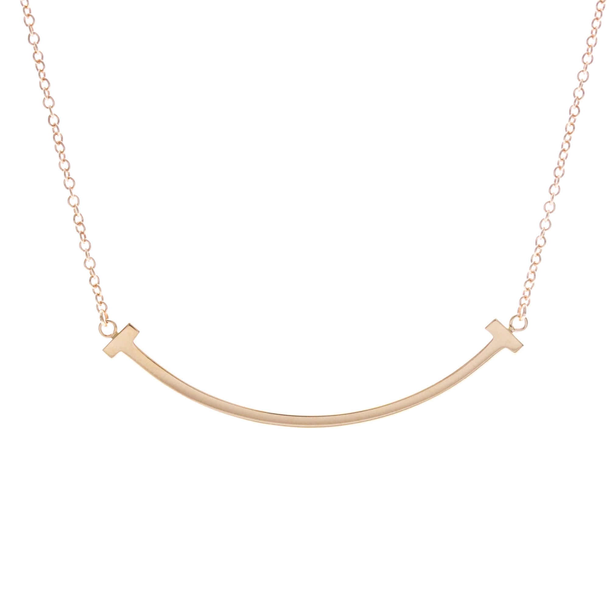 Tiffany & Co. Tiffany T K18 Pink Gold (K18PG) Necklace (Pink Gold (PG)) Tiffany T Smile Small Size Necklace [Used]