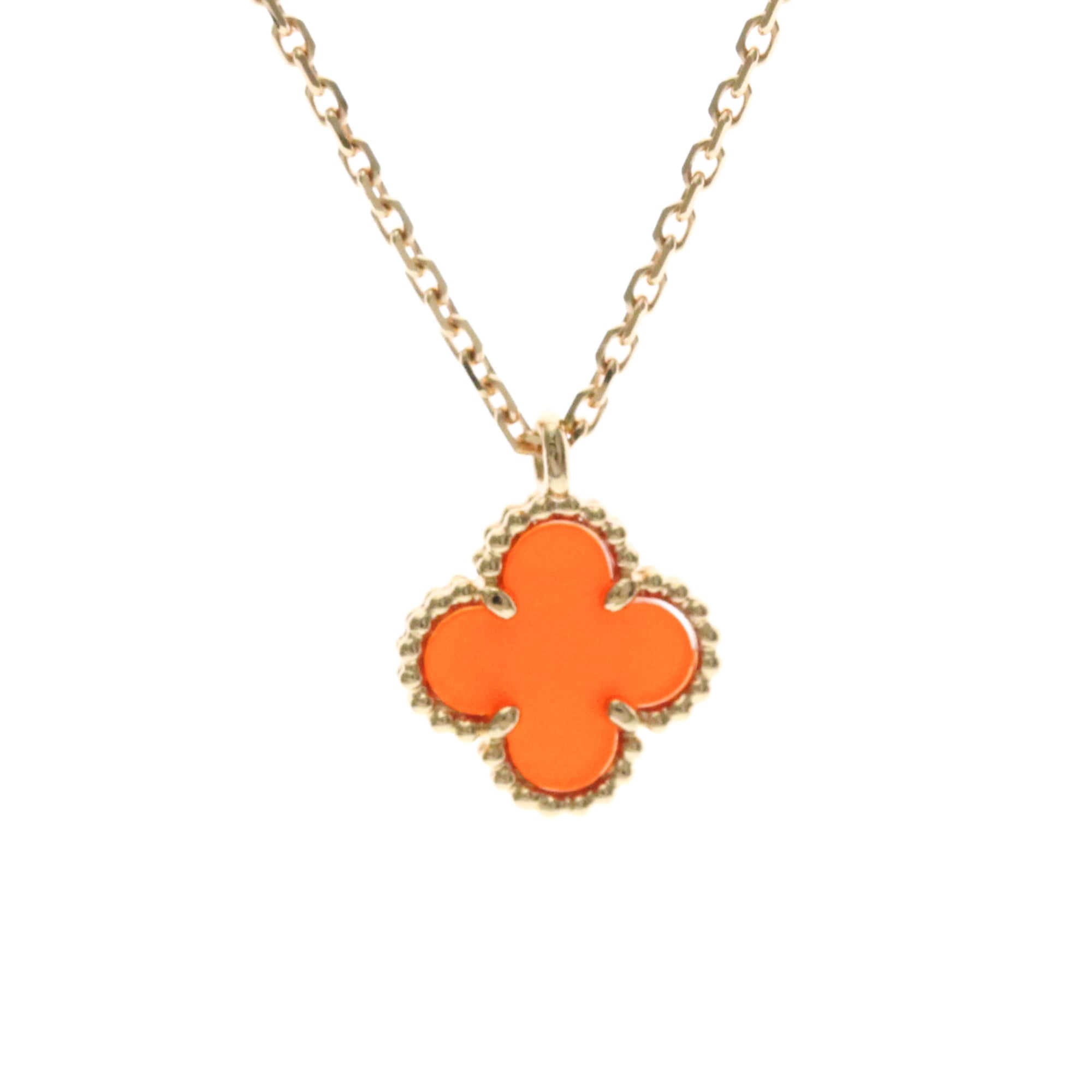 Van Cleef & Arpels K18 Pink Gold (K18PG) Carnelian Men's/Women's Fashion Necklace (Pink Gold (PG)) Sweet Trinity Necklace [Pre-owned]