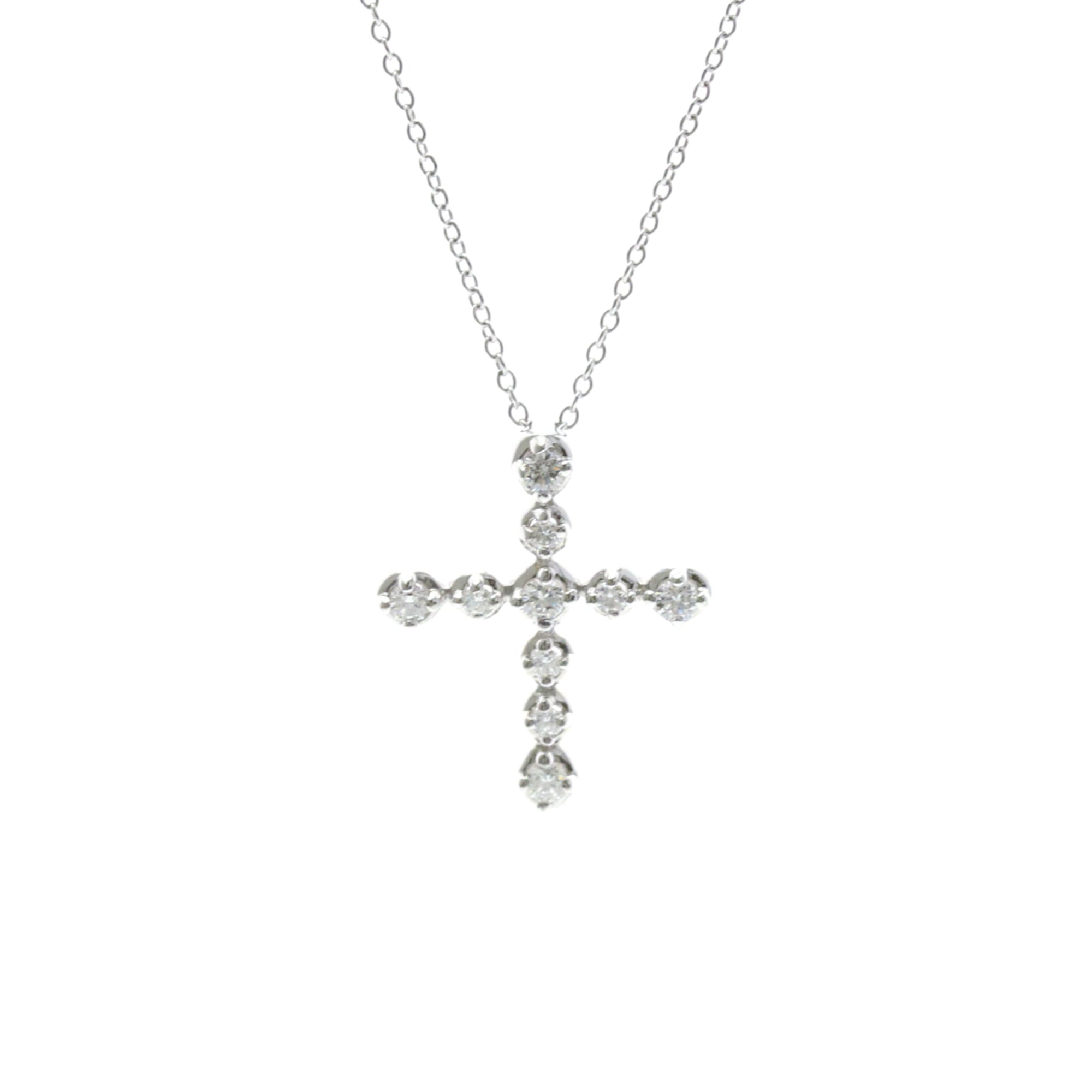 Tiffany & Co. K18 White Gold (K18WG) Diamond Men's/Women's Fashion Necklace (Silver) Tenderness Diamond Necklace [Pre-owned]