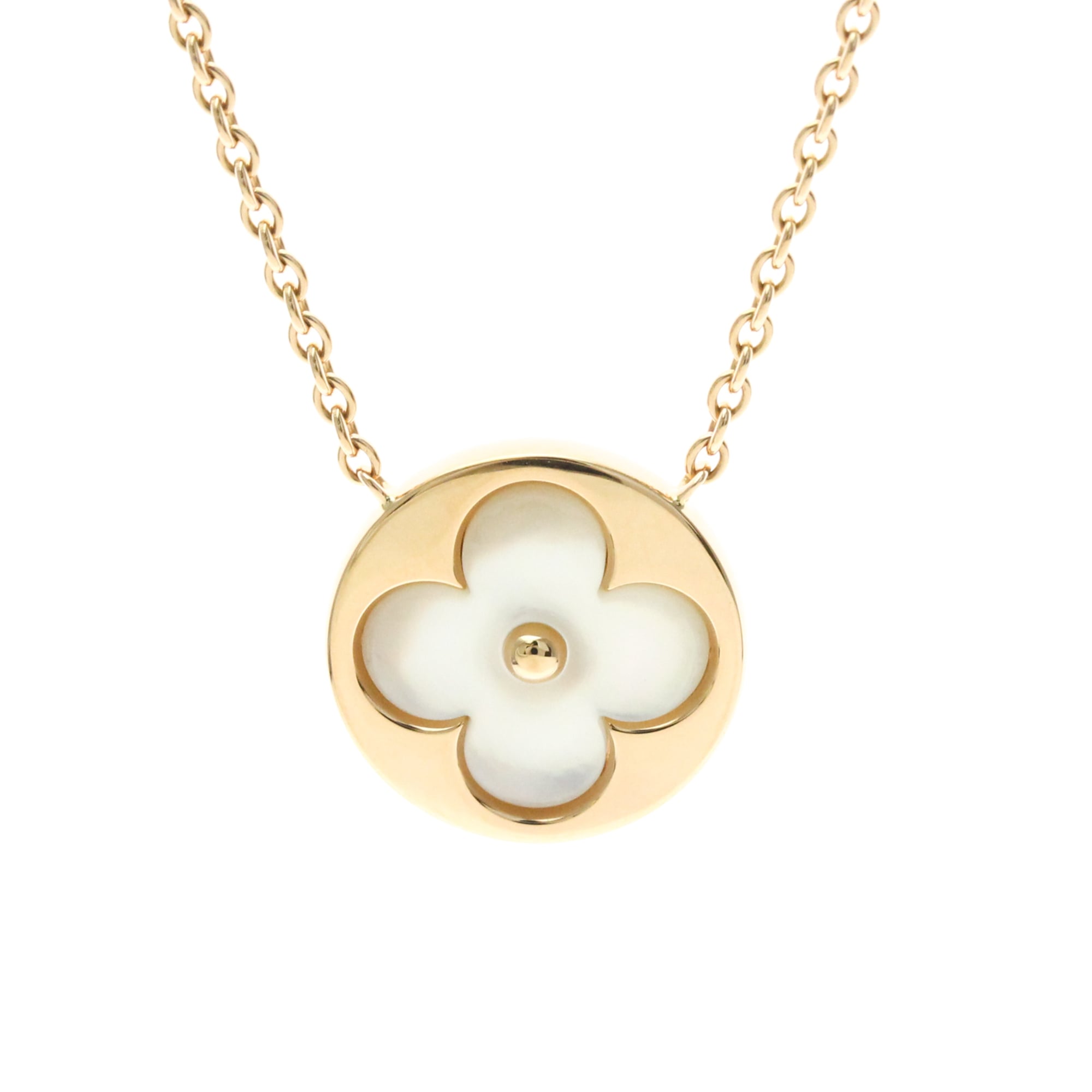 Louis Vuitton K18 Pink Gold (K18PG) Mother-of-Pearl Men's and Women's Fashion Necklace (Pink Gold (PG)) Monogram Saint Nacre Necklace Q93520 [Used]