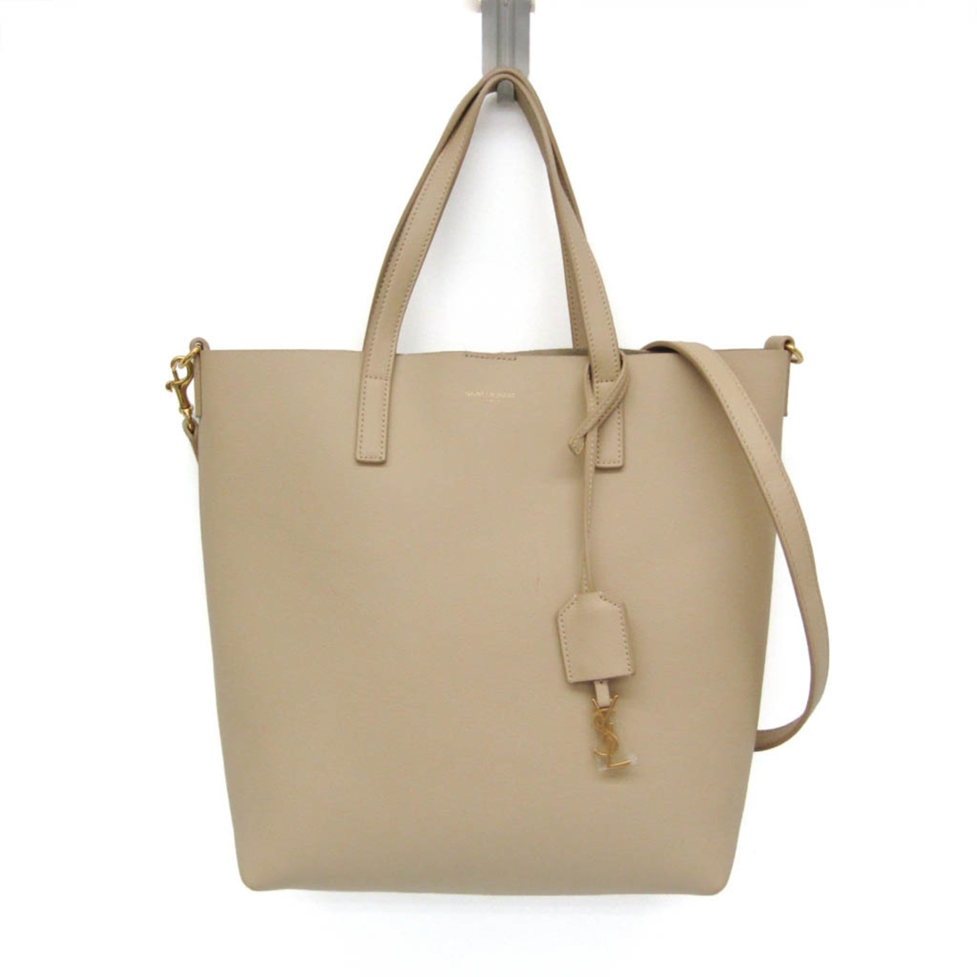 イヴ・サンローラン(Yves Saint Laurent) トイ ショッピングバッグ 498612 レディース レザー ハンドバッグ,ショルダーバッグ ライトベージュ【中古】