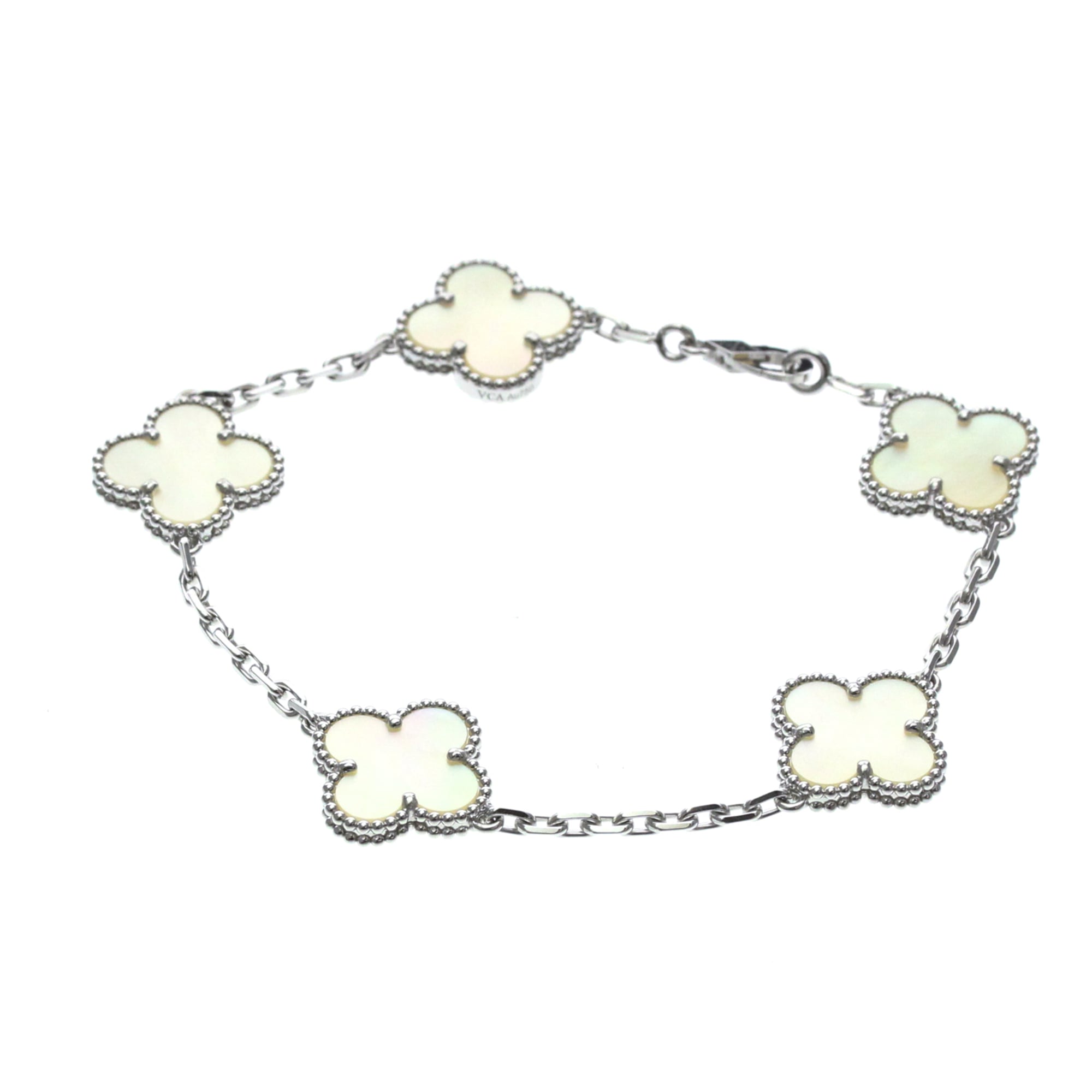 ヴァン・クリーフ＆アーペル(Van Cleef & Arpels) ヴィンテージアルハンブラ ブレスレット K18ホワイトゴールド(K18WG) マザーオブパール チャームブレスレット シルバー【中古】