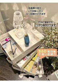 カラーラック ワゴン キャスター付き 5段 カラーラック 透明 クリア 収納 ラック 収納棚 回転式 トレイワゴン回転 スリム レトロ カラフル 韓国インテリア 韓国 収納棚 おしゃれ キャビネット キャスター スリム 収納ボックス [3]