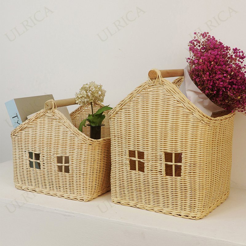 収納バスケット 手提げ 収納ボックス 卓上収納 台面収納 収納ラック おもちゃ収納 お部屋のデザイン 雑貨収納 藤編み かわいい デザイン