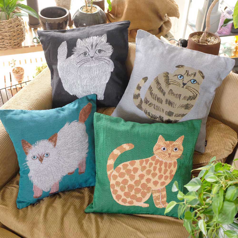 【ポイント5倍!＋クーポン】松尾ミユキ Cushion cover｜クッションカバー 45×45cm インテリア おしゃれ かわいい 猫