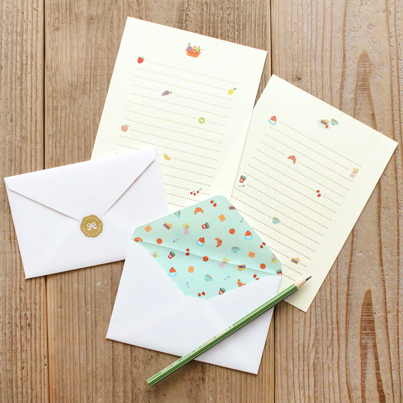 \P2倍+クーポン/papoter パポテ レターセット|定型内 手紙 便箋 封筒 ギフト お祝い 誕生日 おしゃれ かわいい シンプル 動物 フルーツ アニマ...