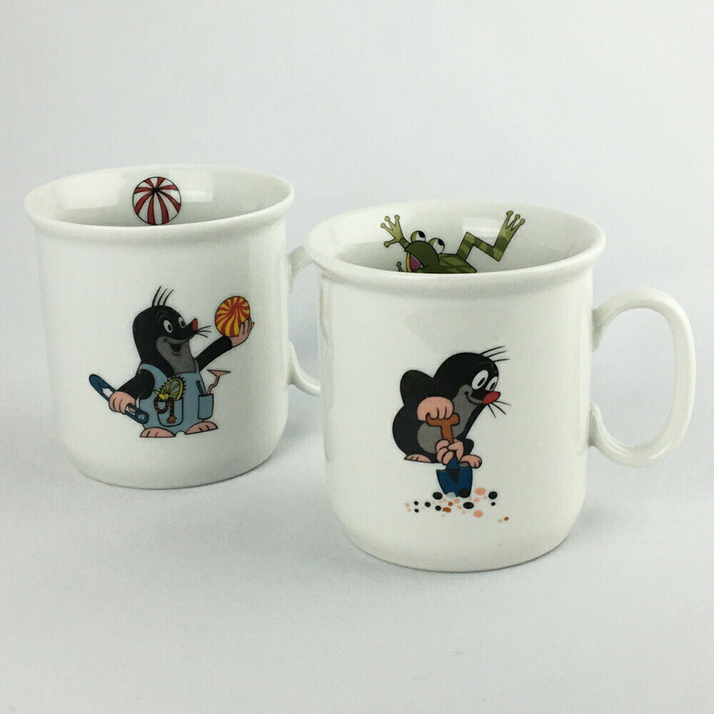 【ポイント5倍 ＋クーポン】クルテク マグカップ Bタイプ（ずぼん/穴掘り）【チェコ製 コーヒーカップ 小さめ 食器 陶磁器 もぐら 東欧 krtek】