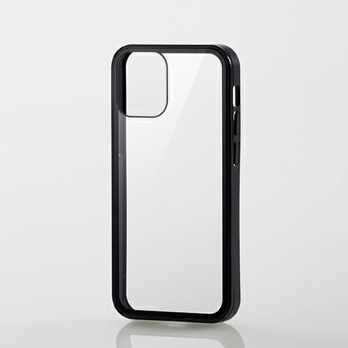 エレコム iPhone 12 mini 用 ハイブリッド ケース 360度保護 背面ガラス アイフォン 12 ミニ iPhone12 mini iPhone 2020 5.4 インチ ハイブリッド ケース カバー ガラス ブラック PM-A20AHV360MBK