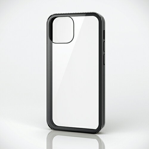 エレコム iPhone 13 mini 5.4inch 用 ハイブリッドケース 360度保護 背面ガラス 2021 アイフォン iphone13 5.4インチ ハイブリッド ケース カバー ブラック PM-A21AHV360MBK