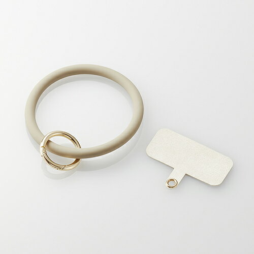 エレコム スマホハンドストラップ ハンドストラップ シリコンリング ラウンド ストラップホールシート付属(1口タイプ×1枚) ＆me ベージュ ELECOM P-STHSI2BE