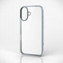 エレコム iPhone 16 用 ハイブリッドケース フレームカラー ハイブリッド ケース カバー 背面クリア グレー PMCA24AHVCFCGY