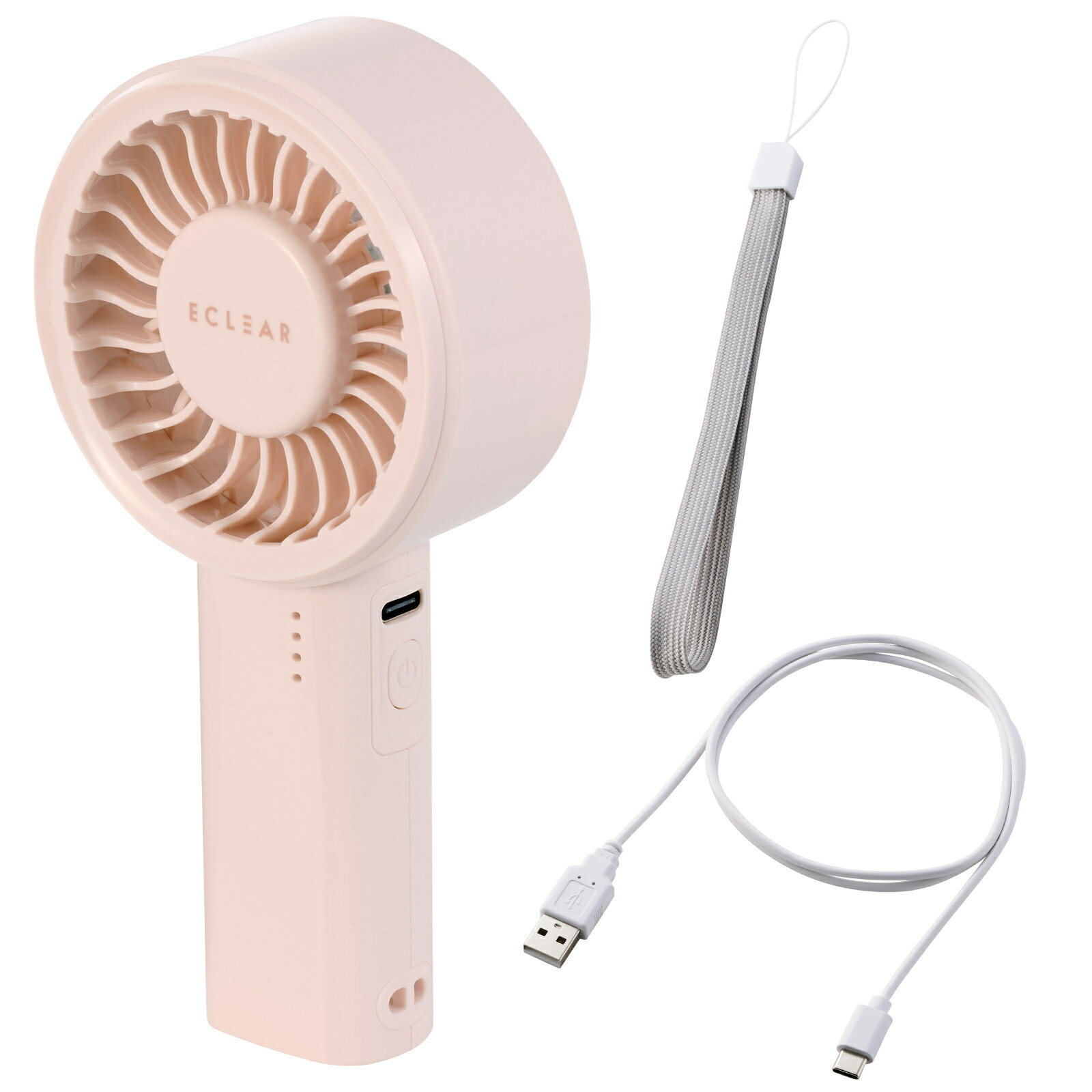 エレコム ハンディファン コンパクト 大風量 5段階調整 ピンク FAN-U261PN