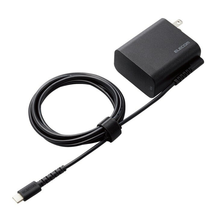 ELECOM Notebook PC AC Adapter, Type-C USB Power Delivery Compatible, 45W, Integrated Cable, 1.8m, Black [iPhone 16 Compatible] ACDC-PD2545BK