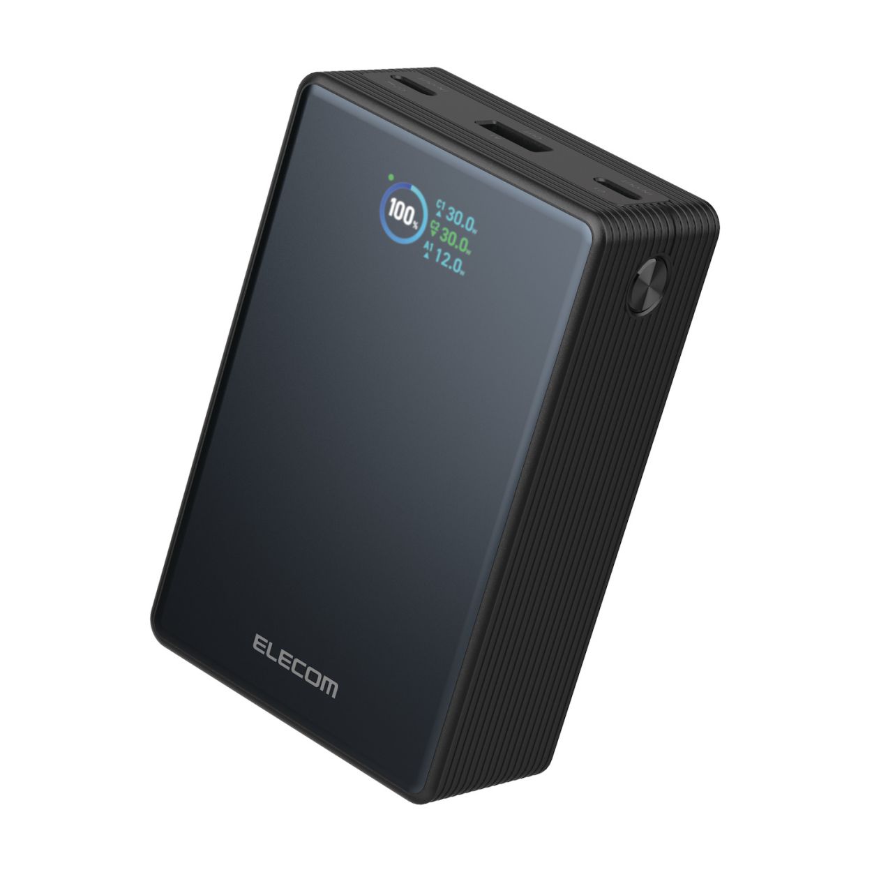 エレコム 半固体電池 モバイルバッテリー 大容量 20000mAh 最大67.5W USB-C 2ポート USB-A 1ポート 急速充電 パススルー おまかせ充電 大容量 残量表示 機内持ち込み可 PPS対応 PSE認証 ブラック DE-C87-20000BK