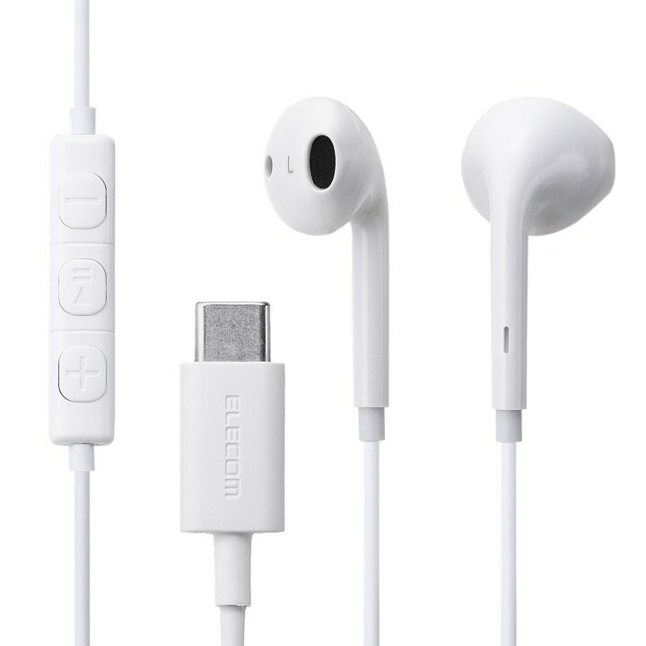 樂天商城 - エレコム イヤホン 有線 インナーイヤー型 Type-C マイク付き リモコン 通話対応 DAC搭載 ホワイト ELECOM EHP-DF18IMWH-EC