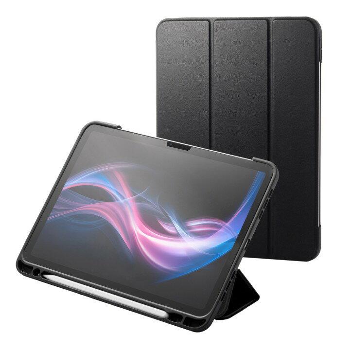 乐天商城 - エレコム iPad Air 11インチ M4/M3/M2（2026/2025/2024） ケース フラップケース スタンド 三つ折り マグネット内蔵 スリープ対応 耐衝撃 TPU素材 ペン収納 背面ブラック ブラック TBWA25MWVSABK