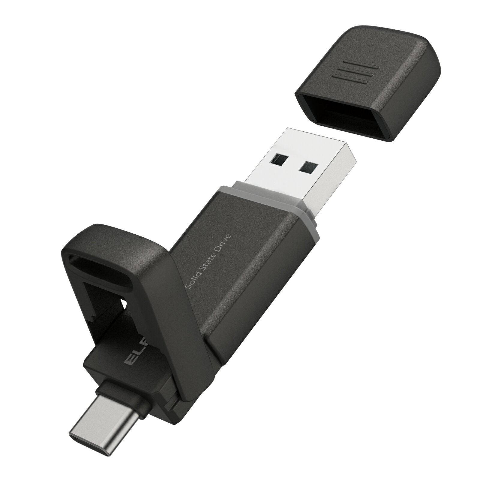 エレコム 外付けSSD Type-C / USB-A 対応 外付け ポータブル SSD 250GB 写真編集ソフト付属 キャップ式 グレー ESD-EPD0250GGY