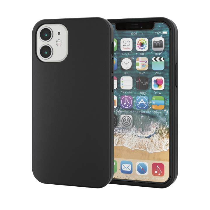 エレコム iPhone 12 mini 用 ハイブリッド ケース 360度保護 アイフォン 12 ミニ iPhone12 mini iPhone 2020 5.4 インチ ハイブリッド ケース カバー ブラック PM-A20AHV360LBK