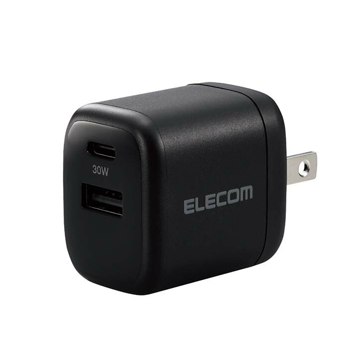 エレコム AC充電器 30W A×1 C×1 USB充電器 30W Type-C 1ポート USB-A 1ポート スイングプラグ ブラック type-c typec タイプC ポート付 iphone USB Power Delivery スマホ 充電器 EC-AC14BK