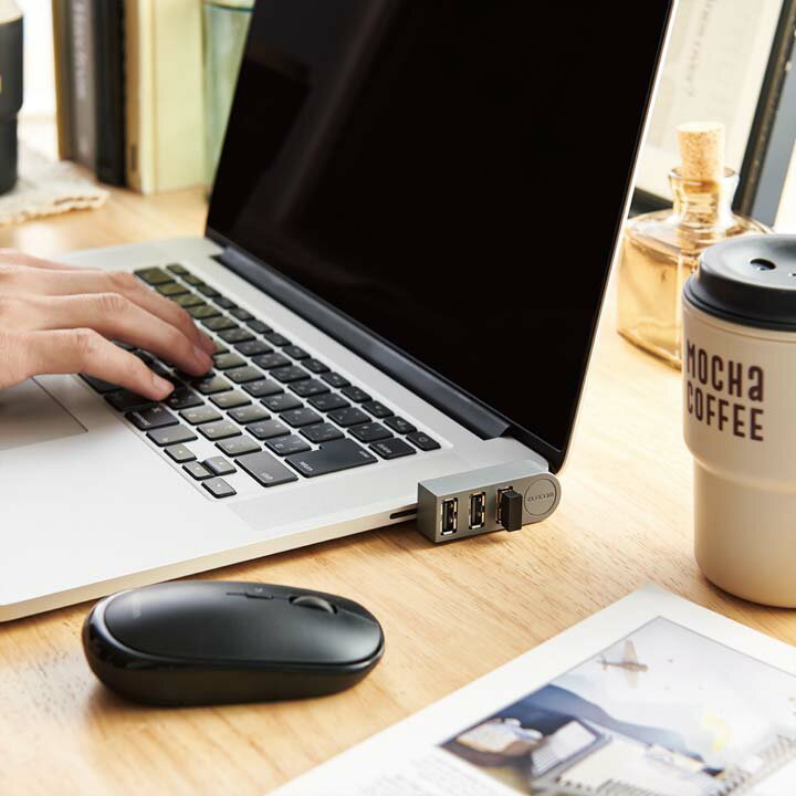 ���쥳�� USB�ϥ� USB2.0 �ϥ� 3�ݡ��� ľ�ޤ� USB2.0 A�ݡ��ȡ�3 ľ�ޤ� ELECOM U2H-TZ325BGY/EC