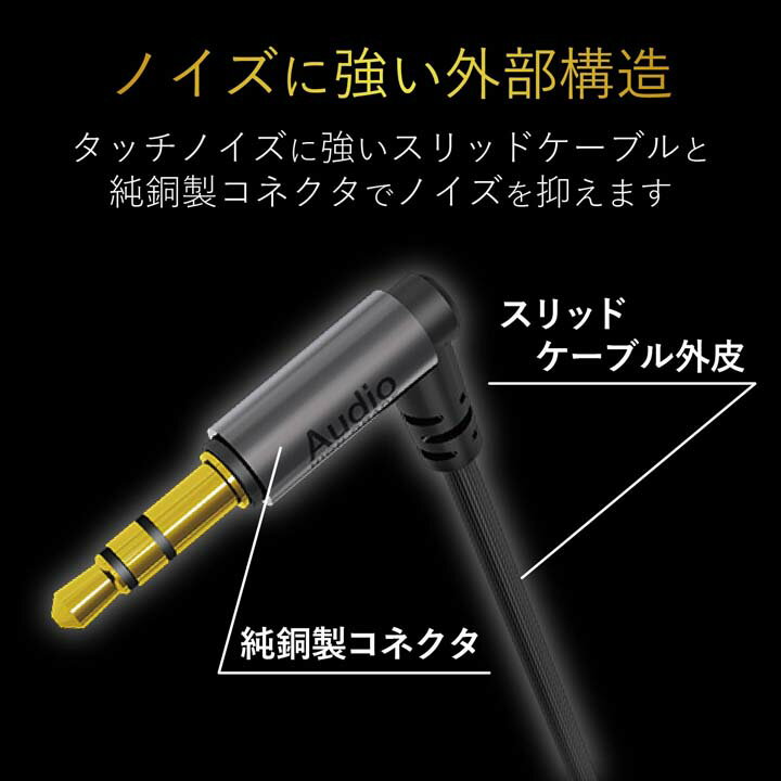 エレコム イヤホン延長コード 耐ノイズ ヘッドホン延長コード 3.0m シルバー ELECO...