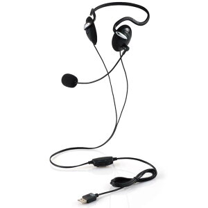 エレコム 有線 ヘッドセット 両耳 USB ネックバンド ヘッドセット 両耳 ネックバンド USB-A 1.8m ブラック HS-NB03SUBK