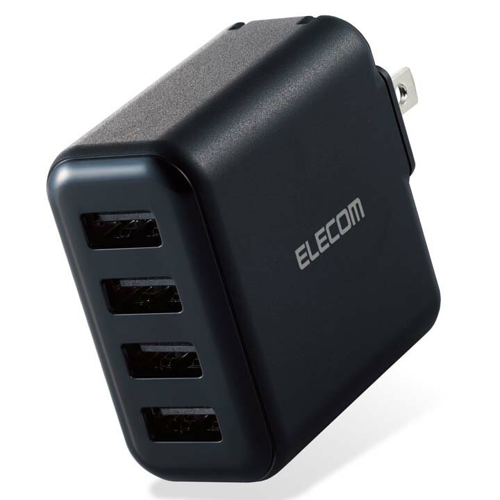 エレコム スマホ ・ タブレット 用 AC充電器 4.8A Aポート×4 4.8A出力 USB-Aメス4ポート おまかせ充電搭載 ブラック MPA-ACU13BK
