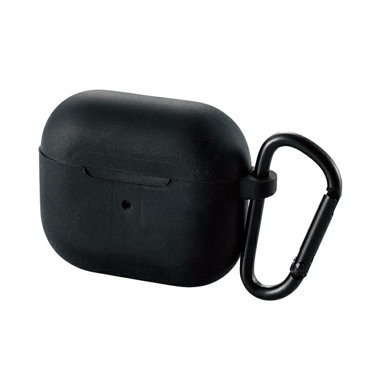エレコム AirPods 第3世代 用 カラビナ付き シリコンケース airpods3 エアポッズ3 シリコン ケース ブラック ELECOM AVA-AP3SCBK