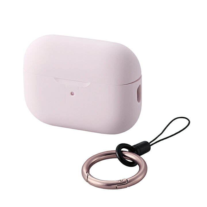 エレコム AirPods Pro 第2世代 用 シリコンケース エアーポッズ プロ アクセサリ シリコンケース カラビナ付き ピンク AVA-AP4SCPN