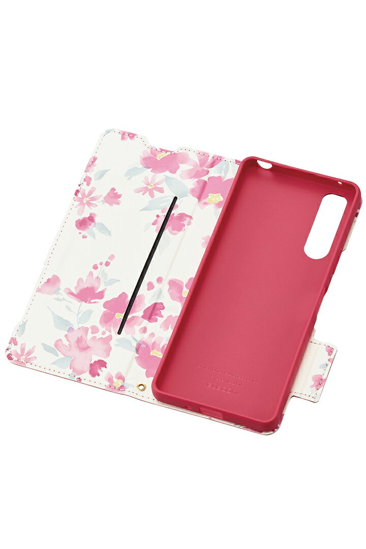 エレコム Xperia 10 V(SO-52D/SOG11) 用 ソフトレザー ケース 手帳型 UltraSlim ウルトラスリム Xperia 10 V エクスペリア テン ファイブ ケース カバー 薄型 超軽量 磁石 付き 花柄 ディープピンク ELECOM PM-X232PLFUJPND