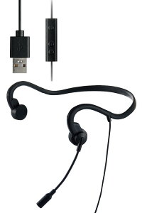 エレコム 有線 骨伝導 ヘッドセット USB-A マイク付き 耳せん付属 インラインコントローラー ブラック ELECOM HS-BC05UBK