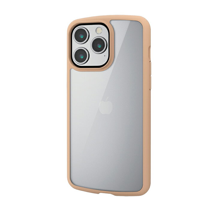 エレコム iPhone 15 Pro Max 用 TOUGH SLIM LITE フレームカラー iPhone15 Pro Max 3眼 6.7 インチ ハイブリッド ケース カバー タフスリムライト 背面クリア ストラップシート付属 カフェオレ PM-A23DTSLFCBE