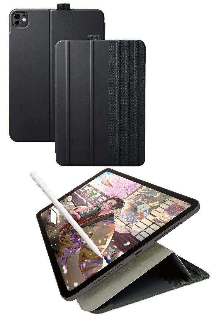 エレコム iPad Pro 11inch 用 フラップケース ソフトレザー ドローイング 7アングル スリープ対応 フラップ ケース 11インチiPad Pro(M4) ブラック ELECOM TB-A24PMWVDBK