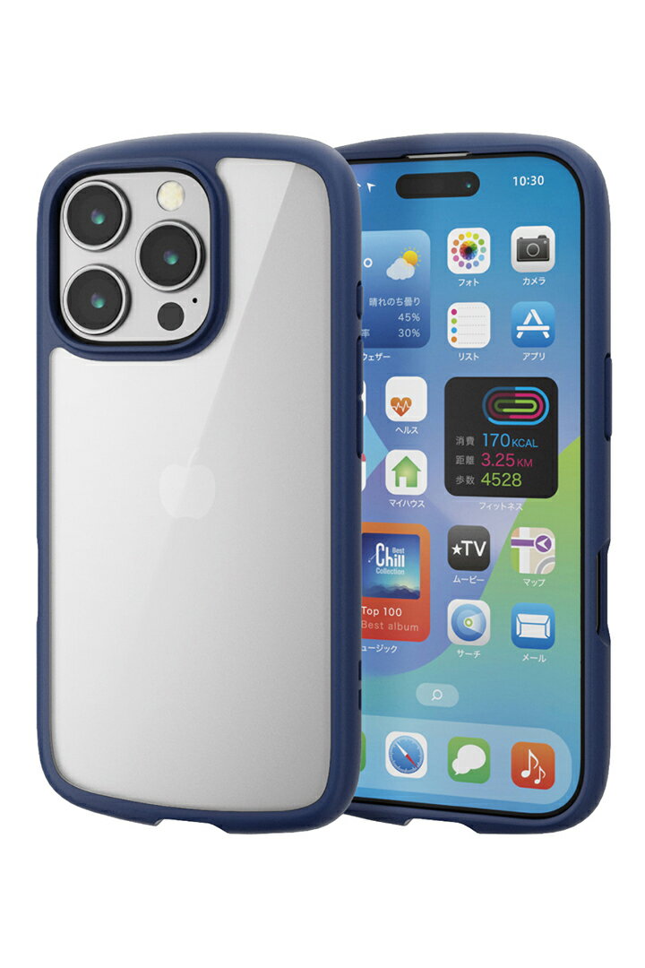 エレコム iPhone16 Pro 用 TOUGH SLIM LITE ハイブリッドケース フレームカラー 3眼 6.3 スマホ ハイブリッド ケース カバー ネイビー ELECOM PM-A24CTSLFCNV
