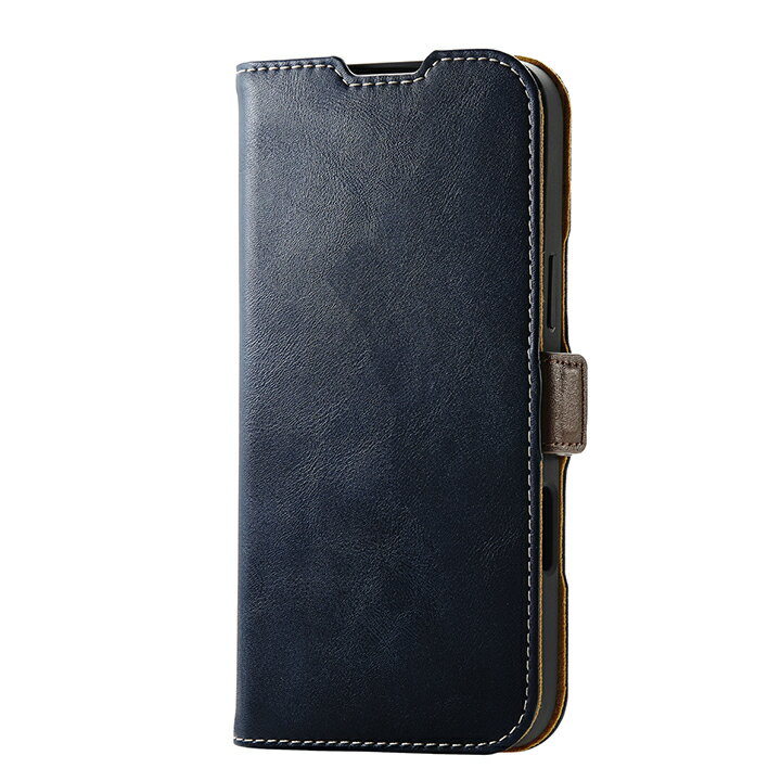 エレコム iPhone16 Pro MAX 用 ソフトレザーケース 磁石付 耐衝撃 ステッチ 3眼 6.9 スマホ ソフトレザー ケース カバー ネイビー ELECOM PM-A24DPLFYNV