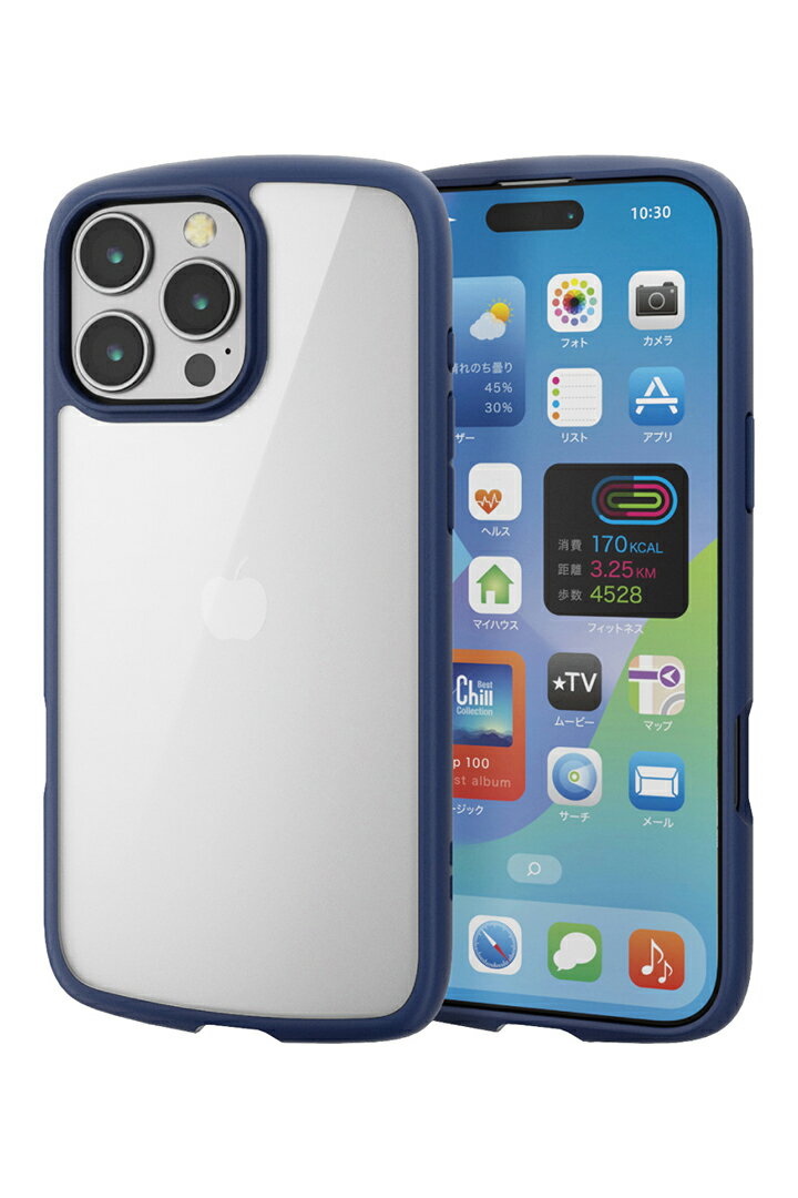エレコム iPhone16 Pro MAX 用 TOUGH SLIM LITE ハイブリッドケース フレームカラー 3眼 6.9 スマホ ハイブリッド ケース カバー ネイビー PM-A24DTSLFCNV