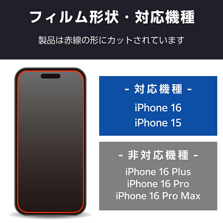 エレコム iPhone16 用 ガラスフィルム 超強靭 高透明 2眼 6.1 スマホ ガラス フィルム 液晶 保護フィルム ELECOM PM-A24AFLGH