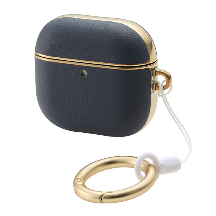 エレコム AirPods 第4世代 用 ソフトレザーケース メッキライン AirPods 第4世代 エアーポッズ ソフトレザー ケース ブルー ELECOM AVA-AP06PLMBU