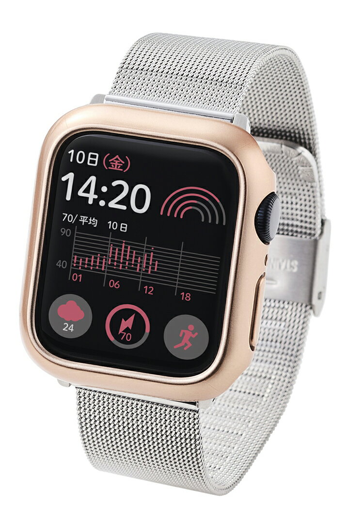 エレコム Apple Watch 40mm 用 ハードバンパー メタリック AppleWatch 40 ハード バンパー カバー ピンク AW-23EBPPMPN