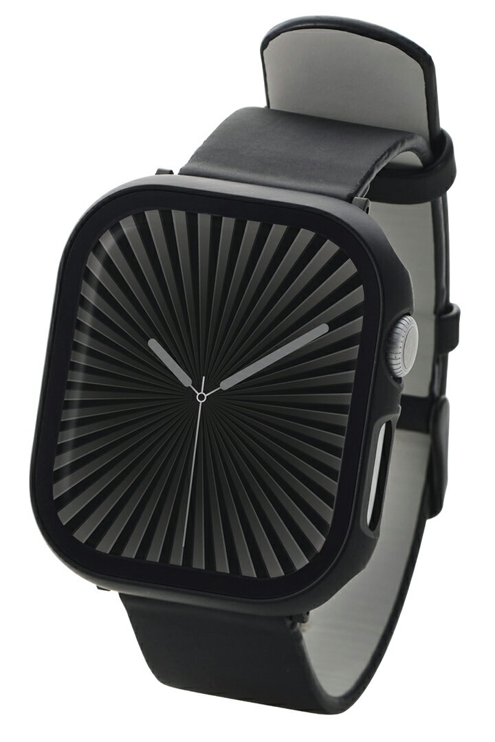 エレコム Apple Watch 46mm 用 フルカバーケース プレミアムガラス 反射防止 AppleWatch 46 フルカバー ケース カバー ブラック ELECOM AW-24AFCGMBK