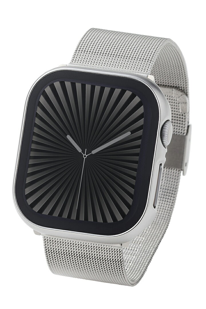 エレコム Apple Watch 46mm 用 フルカバーケース プレミアムガラス 高透明 メタリック AppleWatch 46 フルカバー ケース カバー シルバー ELECOM AW-24AFCGPSV