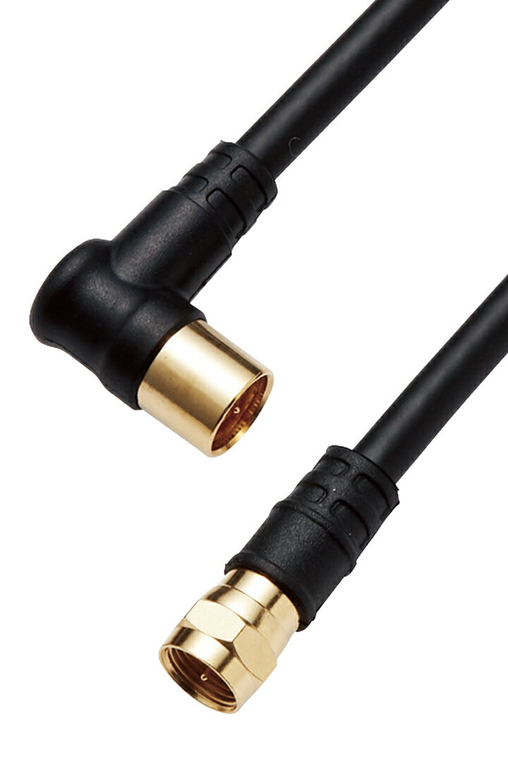 DXアンテナ テレビ接続用同軸ケーブル テレビアンテナケーブル 5m しっかり接続ネジ式F字プラグ/ワンタッチ接続L字プラグ 【2K 4K 8K(3224MHz)対応】 高シールド低損失ケーブル ブラック EC-4W5FLBK(H)