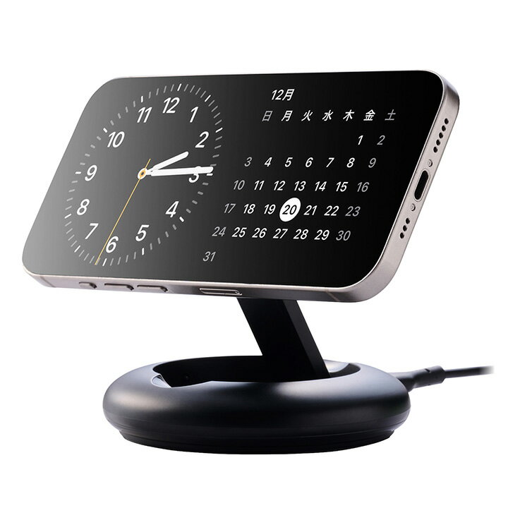 エレコム ワイヤレス充電スタンド マグネットQi2規格対応 ワイヤレス 充電器 15W Type-C入力 折りたたみスタンド ブラック ELECOM EC-MA08BK 2