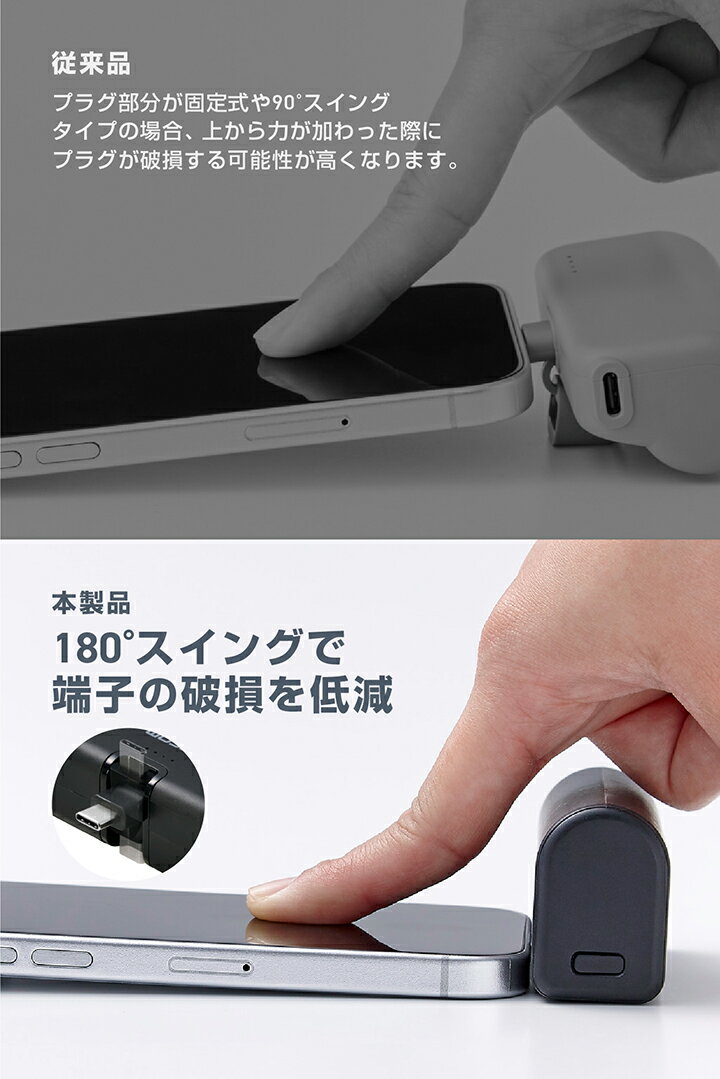 ���쥳�� ��Х���Хåƥ꡼ �ޤ���߼�ľ�ޤ� Type-C�ץ饰 5000mAh 22.5W ������।�������� ľ�ޤ� 180�٥����󥰥��ͥ��� USB-C �֥�å� ELECOM EC-C28LBK