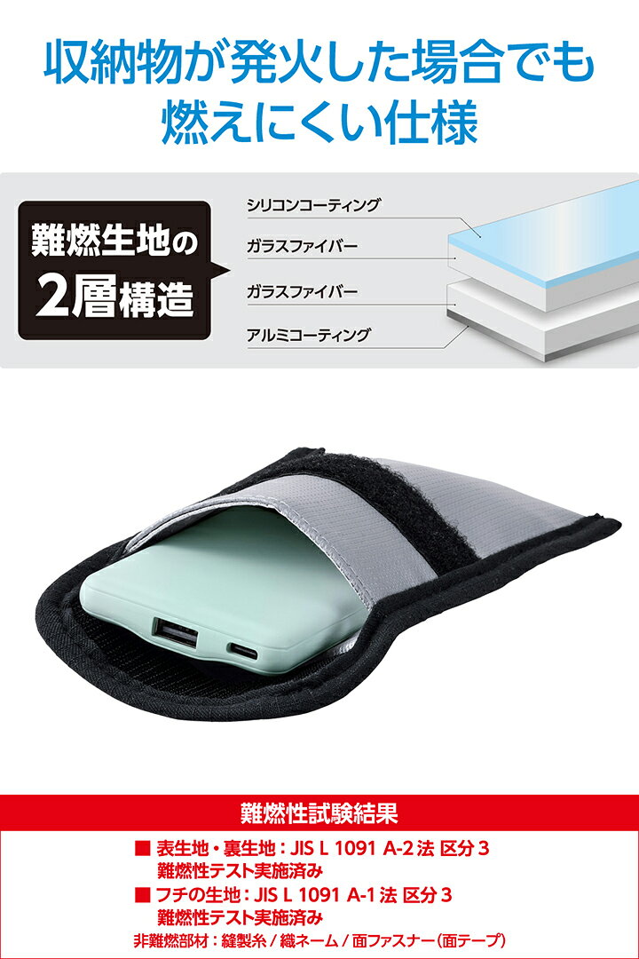 エレコム 難燃 ガジェット ポーチS 折り込みタイプ ポケット付属 Sサイズ グレー ELECOM BMA-MBP01SGY elecom-10070276 エレコムダイレクトショップ サンプル画像3