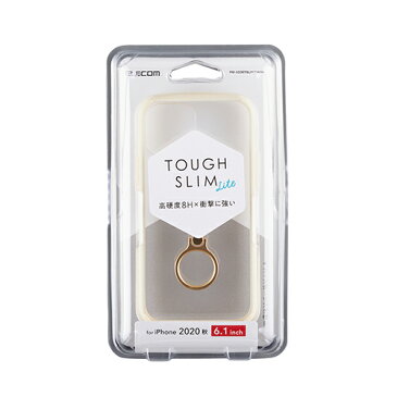 エレコム iPhone 12/iPhone 12 Pro 用 ハイブリッド ケース TOUGH SLIM フレームカラー リング付き iPhone 12/iPhone 12 Pro 新型 iPhone2020 6.1 インチ ハイブリッド ケース カバー TOUGH SLIM LITE タフスリムライト スマホリング アイボリー PM-A20BTSLFCRIV