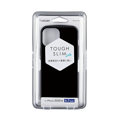 エレコム iPhone 12 Pro Max 用 ハイブリッド ケース TOUGH SLIM LITE アイフォン 12 プロ マックス iPhone12 pro max iPhone 2020 6.7 インチ ハイブリッド ケース カバー タッチスリムライト ブラック PM-A20CTSLBK