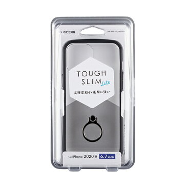 エレコム iPhone 12 Pro Max 用 ハイブリッド ケース TOUGH SLIM フレームカラー リング付き アイフォン 12 プロ マックス 新型 iPhone 2020 6.7 インチ ハイブリッド ケース カバー タッチスリムライト フレームカラー スマホリング ブラック PM-A20CTSLFCRBK