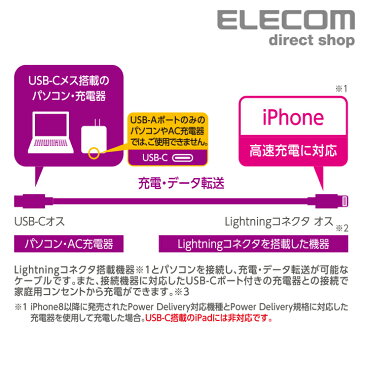 エレコム USB-C to Lightningケーブル スタンダード USB Type-C タイプC - ライトニングケーブル 1.5m ブラック MPA-CL15BK